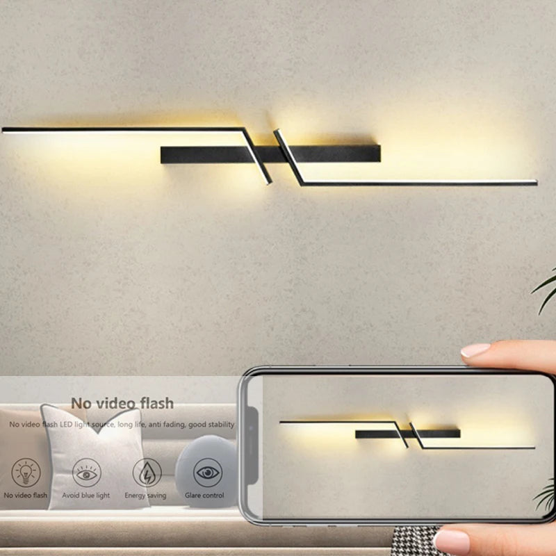Modern Strip LED Wall Lamp - Minimalist Bedside Sconce for Bedroom, Living Room & TV Sofa Background Lighting