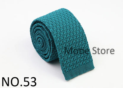 Classic Knit Neck Tie for Men — 6cm Plaid & Dots Casual Business Wedding Tie