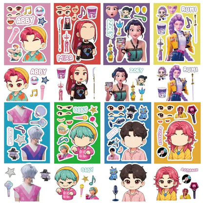 8/16/24pcs K-Pop Demon Hunters Puzzle Stickers – Cute Cartoon DIY Decals for Phone, Laptop & Luggage