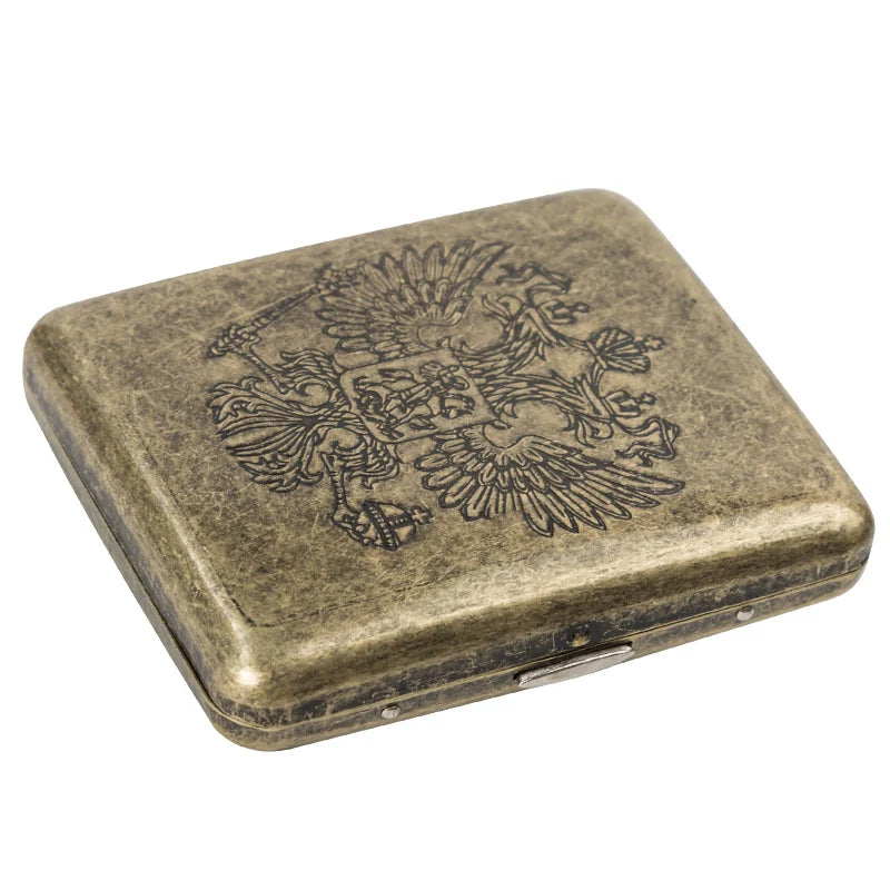 Retro Cigarette Case - Portable 20-Capacity Metal Cigarette Storage Box & Smoking Accessory