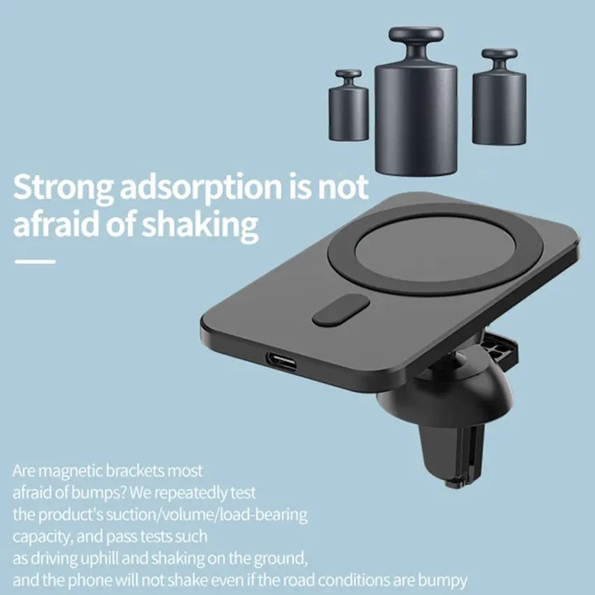 Magnetic Wireless Car Charger for MagSafe - iPhone 12/13/14/15 Pro Max, Mini, Air Vent Phone Holder Stand, Fast Charging