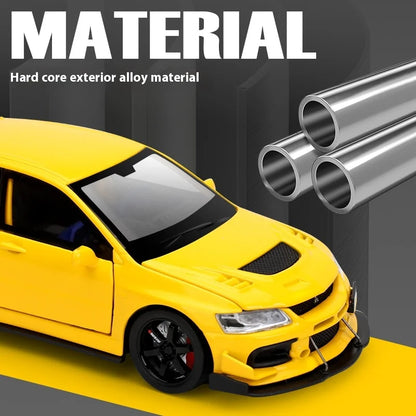 JDM 1:32 Mitsubishi Lancer Evolution IX — Diecast Metal Alloy Racing Car Model with Sound & Light, Right Rudder Gift