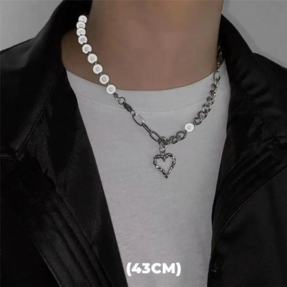 Hip Hop Zircon Star Double Layer Necklace - Titanium Steel Pendant Chain for Men & Women, Unisex Trendy Jewelry
