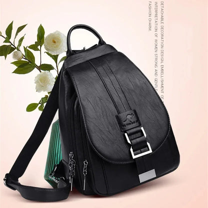 Multifunctional Women's Leather Backpack - Casual Style for Teen Girls, School and Travel Bagpack, Ladies' Chest Bag Sac