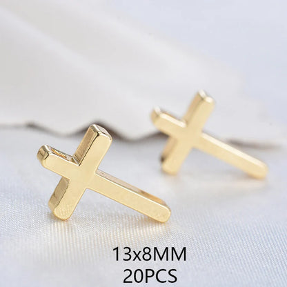 24K Champagne Gold Cross Charms - Small Brass DIY Jewelry Pendants & Craft Accessories