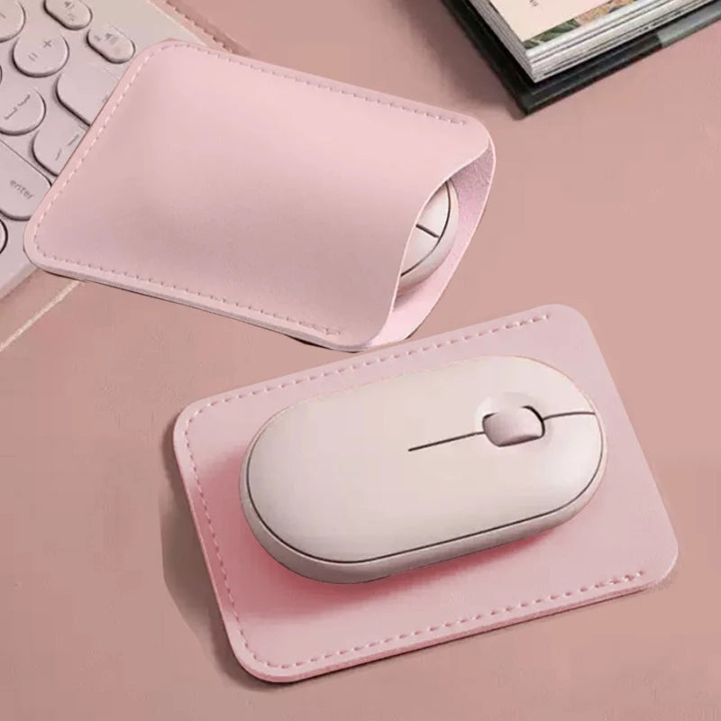 Wireless Mouse Storage Bag - PU Leather Anti-Scratch Protective Sleeve & Small Item Organizer Pouch