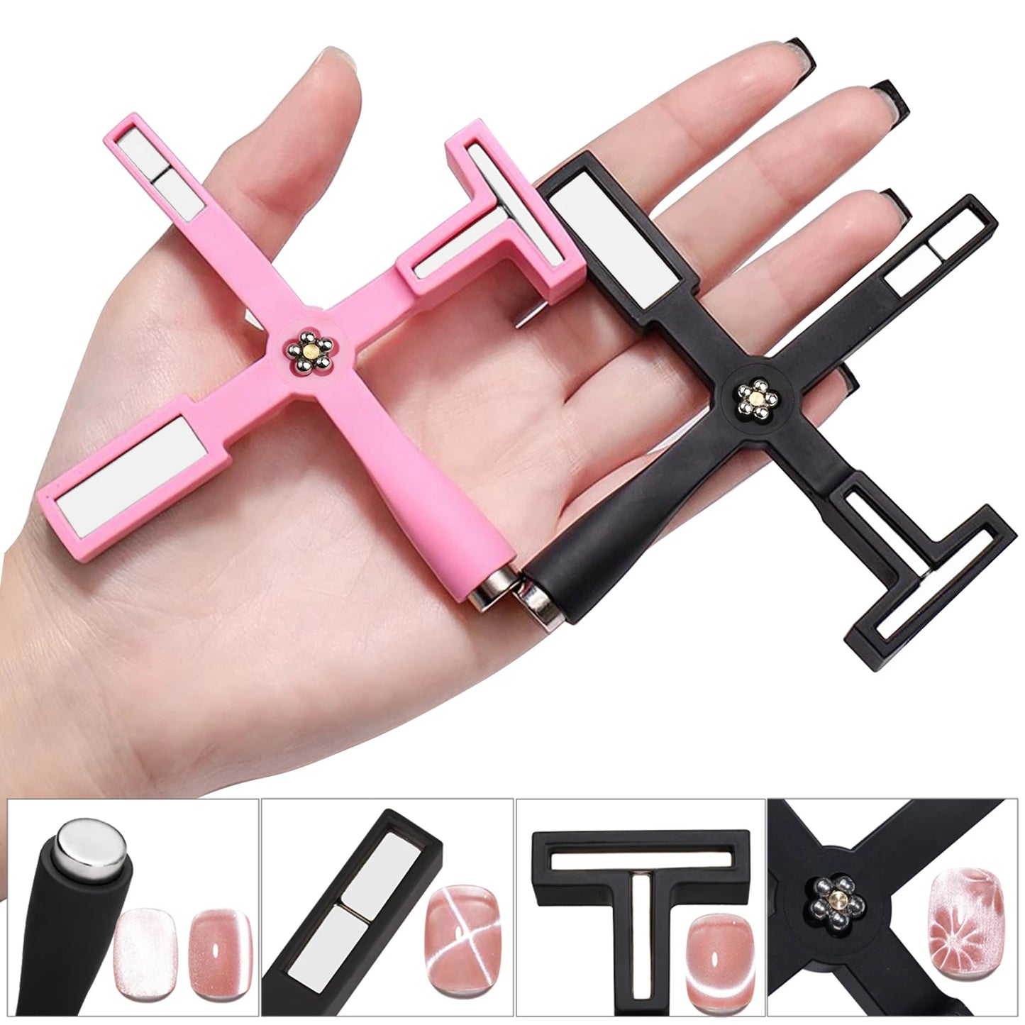 5 in 1 Cat Eye Magnet for Nail Art – Multifunctional Cross Design for Cat Eye Gel Polish & Strong Nail Magnet Tool