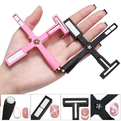 5 in 1 Cat Eye Magnet for Nail Art – Multifunctional Cross Design for Cat Eye Gel Polish & Strong Nail Magnet Tool