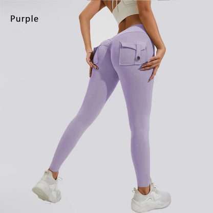 DIAS FIT JOY Women’s Nylon Yoga Pants – High-Waisted Butt-Lifting Tight Leggings with Pockets, Breathable No-T-Line Fitness Wear
