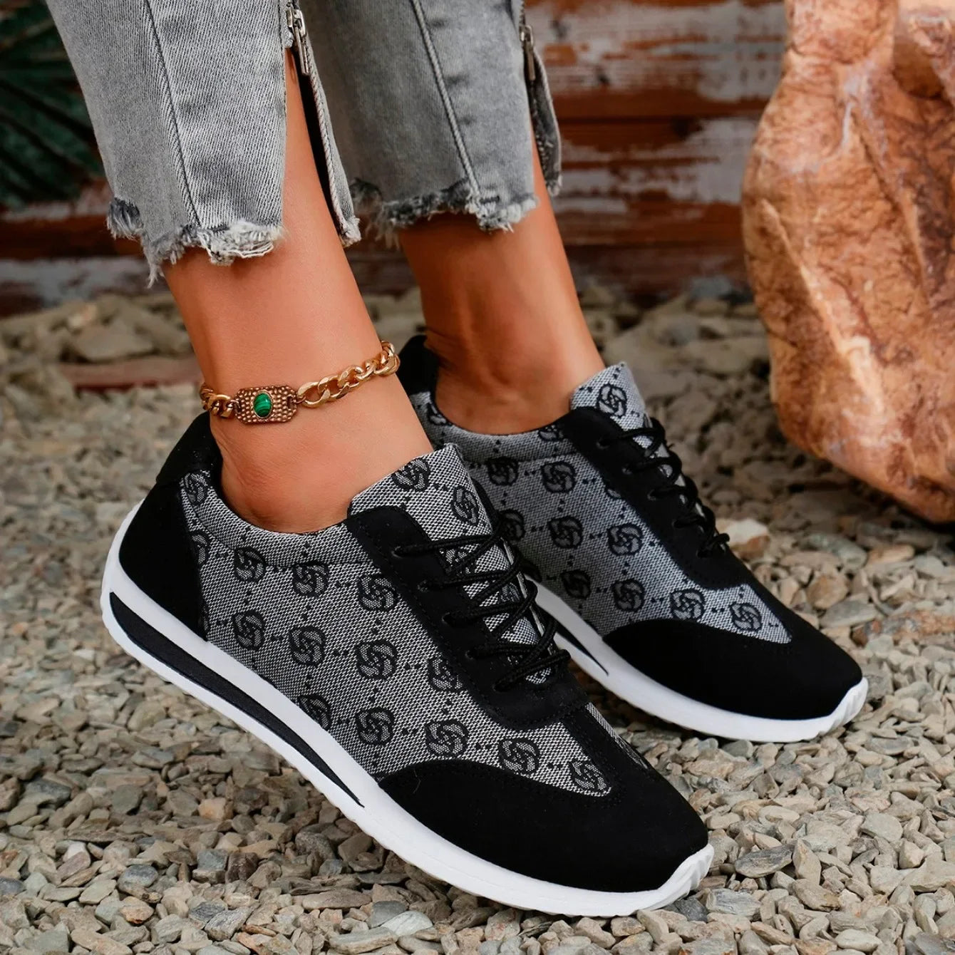 Women’s Thick-Soled Cross Round Head Fashion Shoes – Comfortable, Breathable, Wear-Resistant Casual Footwear (Zapatos De Mujer)