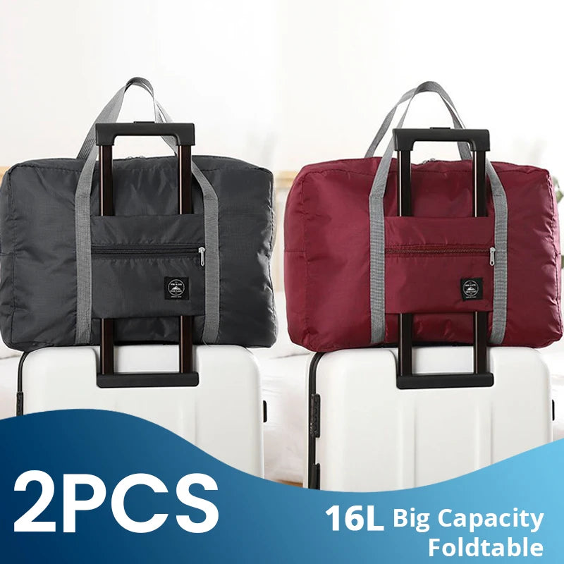 2-Pack Foldable Travel Duffel Bags – Airlines Carry-On, Weekender & Gym Tote for Men and Women