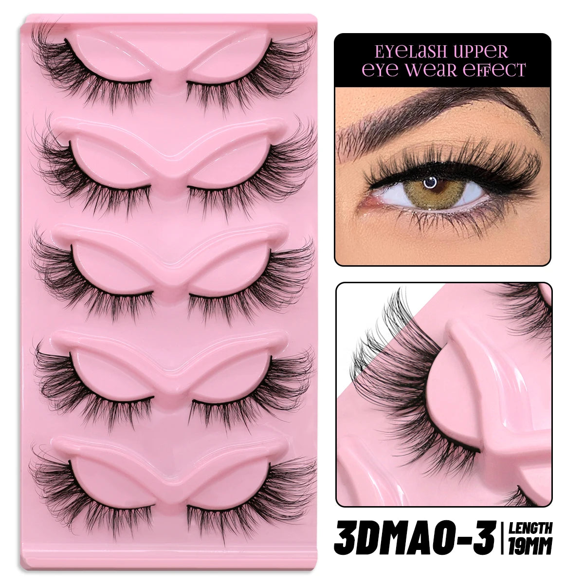 GROINNEYA Cat Eye False Eyelashes – Natural Long Clear Band Winged End Faux Mink Lashes for Eye-Enhancing Makeup