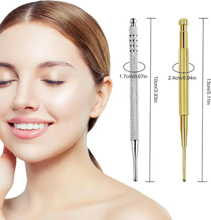 Facial Reflexology Massage Tool – Retractable Acupuncture Pen with Double-Headed Spring for Ear & Face Care
