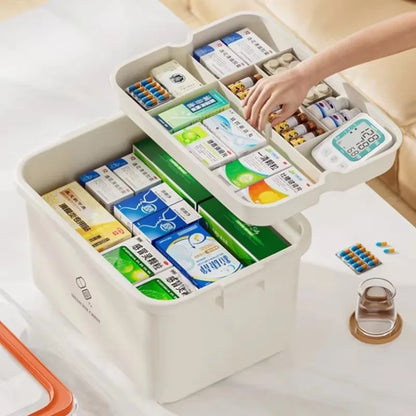 Large Capacity Medicine Box – Portable Home First Aid Kit with Multi-Layer Drug Storage for Family Emergencies
