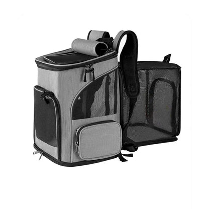 Breathable Foldable Pet Carrier Backpack – Expandable Travel Bag with Large Capacity for Cats & Dogs