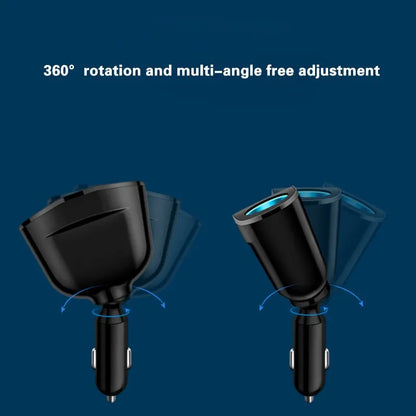 Dual-Port Car Charger Adapter – Digital Display, Simultaneous Charging for Multiple Devices