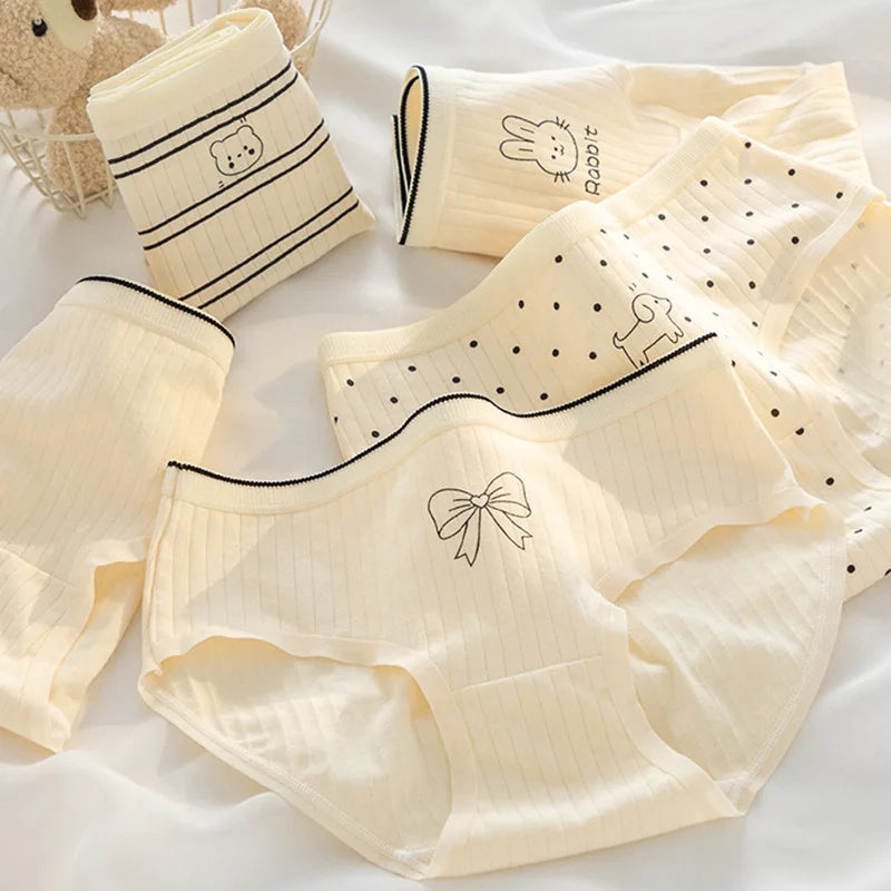 5-Piece Cotton Panties Set – Strawberry Bear Cartoon Girls’ Briefs, Sexy Women’s Underwear & Lingerie