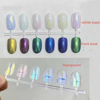 6pcs Shimmering Aurora Nail Powder – Multichrome Metallic Mirror Effect Chameleon Gel Polish