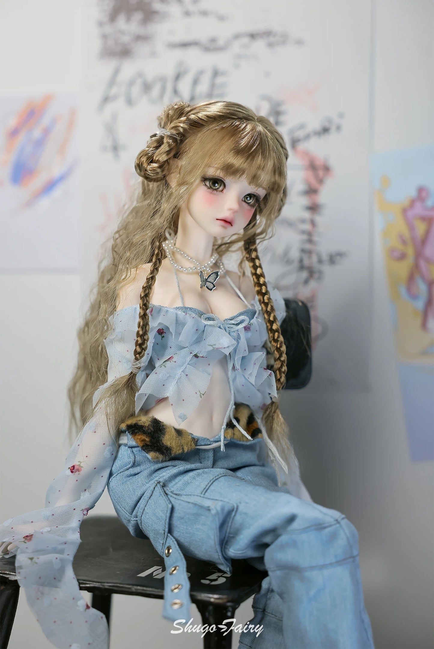 Shugafairy Kikyou D 1/4 BJD Doll – Fullset Street Girl with Big Chest, Summer Carnival Y2K Style Ball-Jointed Fashion Doll Toy