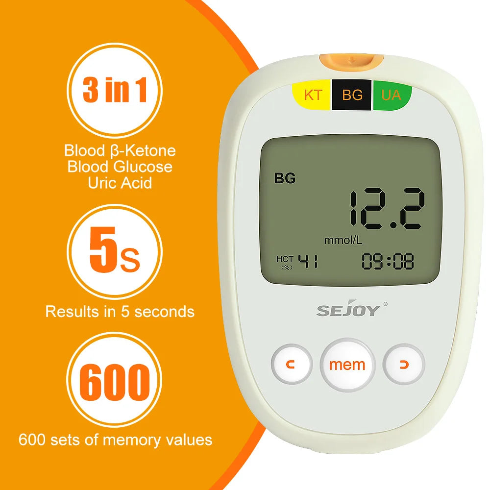 Blood Ketone Monitoring Starter Kit - Digital Ketone Meter with 50 Test Strips, 50 Lancets and Lancing Device for Keto Diets
