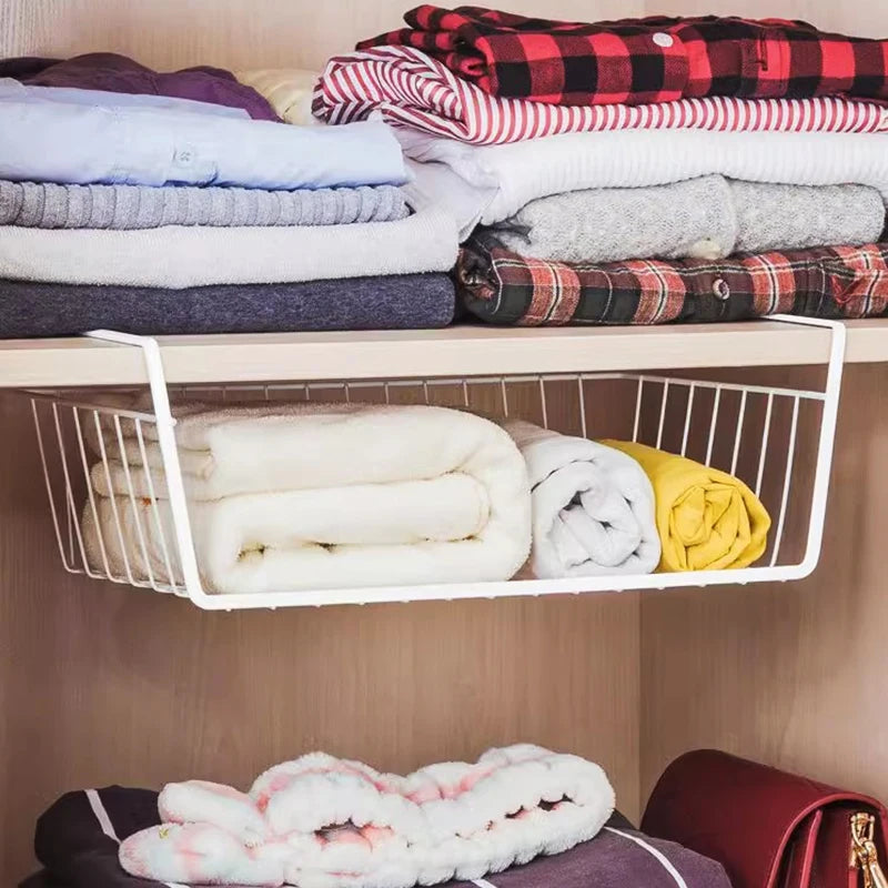 Metal Hanging Kitchen Storage Rack | Multifunctional Layered Book Organizer for Dormitories and Offices