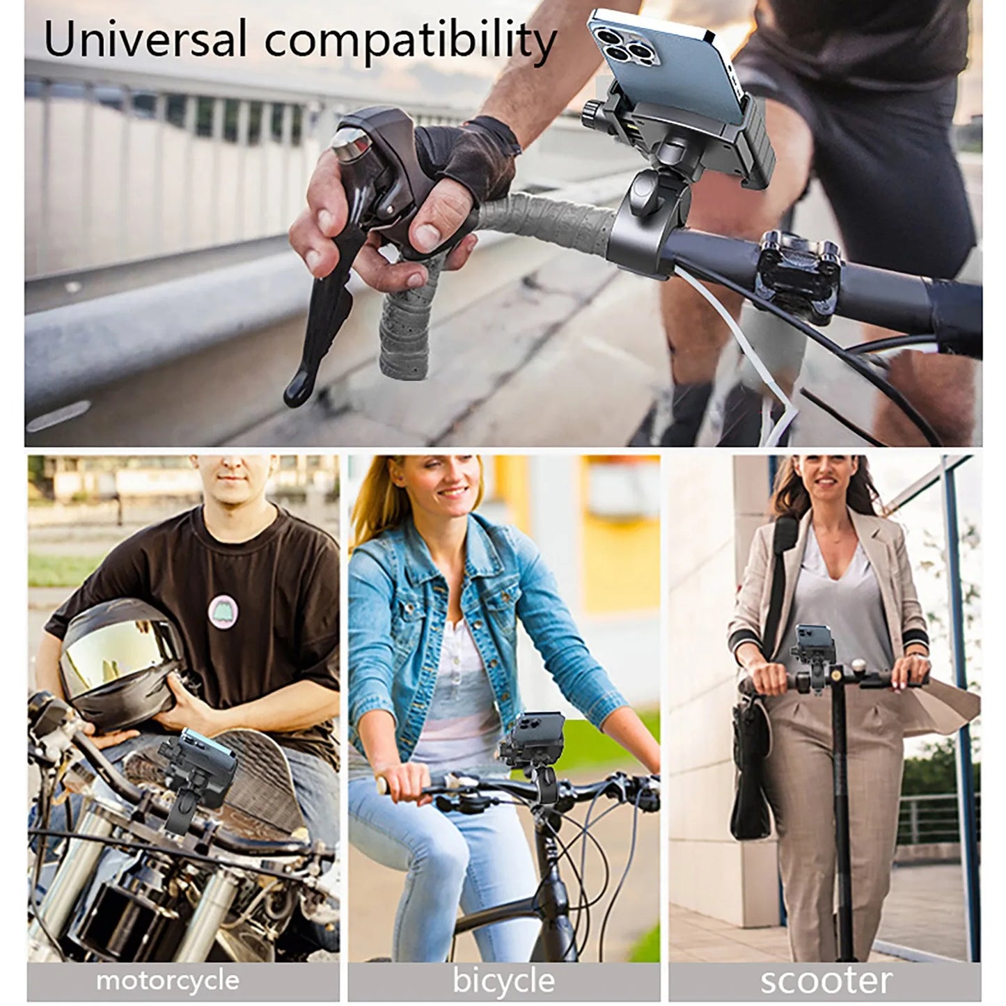 Universal Anti-Slip Bicycle & Motorcycle Phone Holder – Multiuse Sports Camera and Rearview Mirror Mount Stand