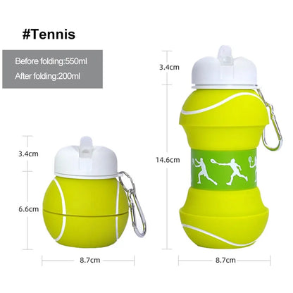 Leakproof Foldable Water Bottle for Kids: Portable Sports Mug for Basketball, Football, Baseball, Tennis, Golf - Ideal for School and Outdoor Activities
