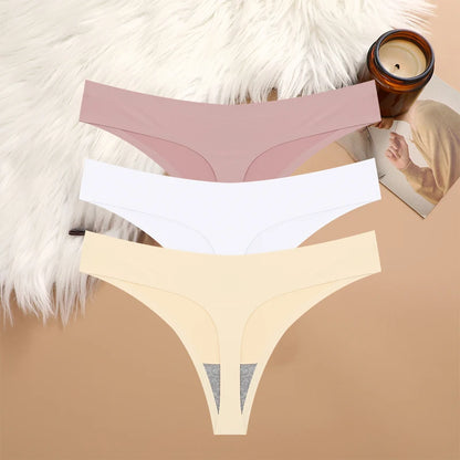 3PCS Sexy G-String Underwear Set – Breathable Seamless Low Waist T-Back Bikini Panties for Women, S-XL Sizes