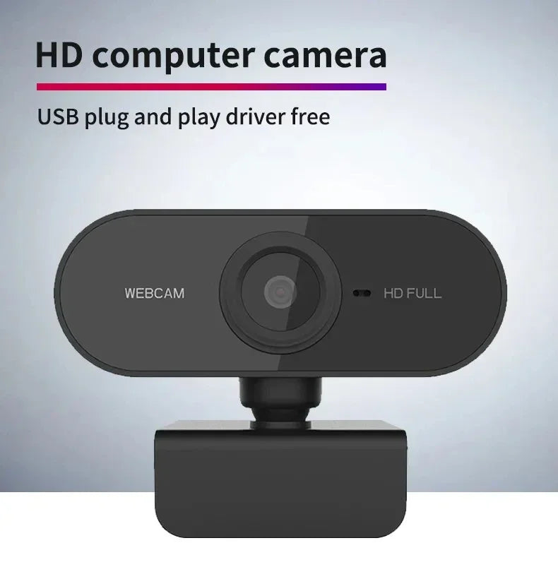 1080P HD USB Computer Camera – Built-In Microphone Web Cam for Work & Tripod Use