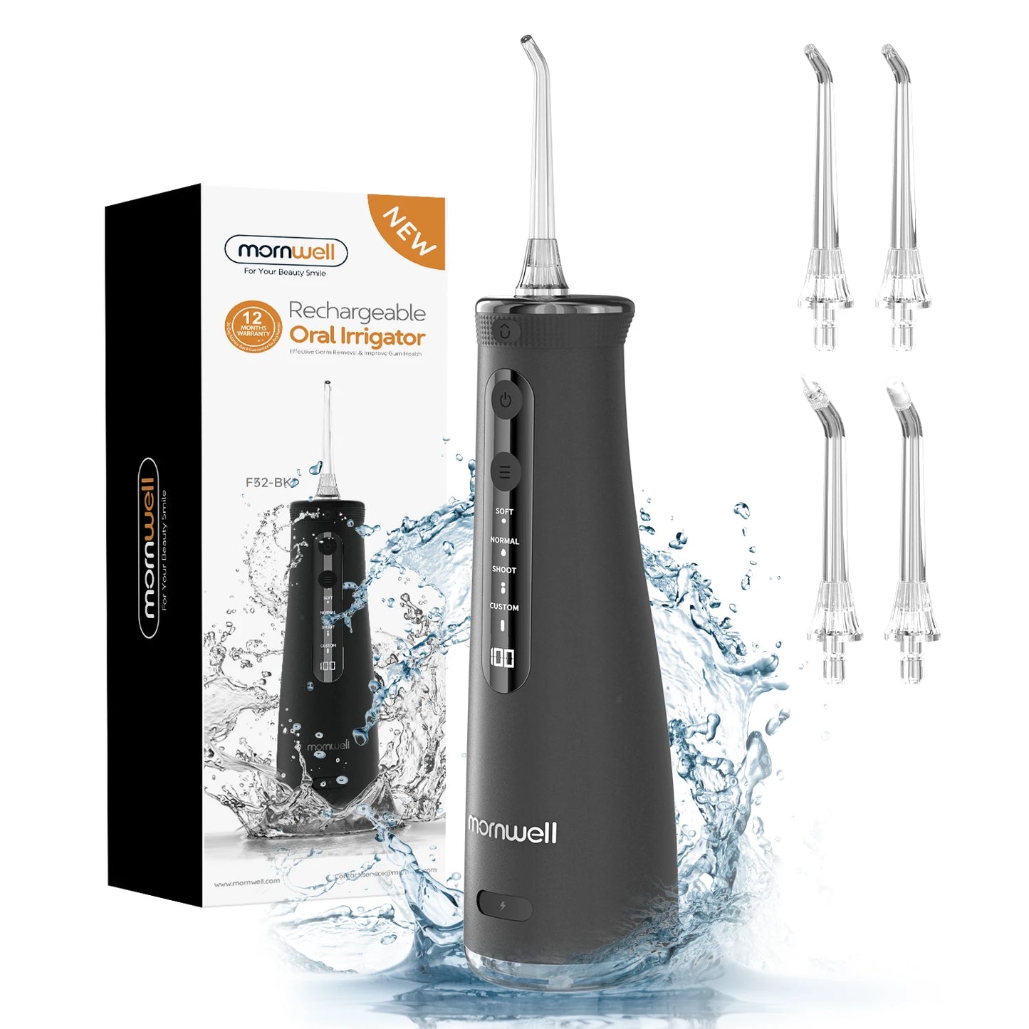 Mornwell F32 Sonic Water Flosser - 260ML Oral Irrigator Dental Teeth Cleaner Whitening Device For Home Care