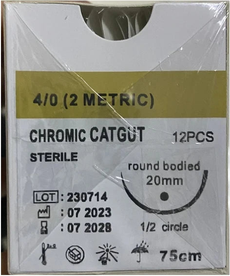 12PCS Absorbable Suture Thread for Pets – PGA 910, 75CM-90CM with Needle, 2/0-5/0 for Dog Suture Training