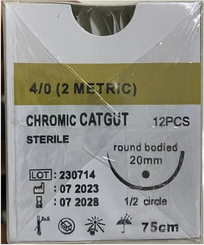 12PCS Absorbable Suture Thread for Pets – PGA 910, 75CM-90CM with Needle, 2/0-5/0 for Dog Suture Training