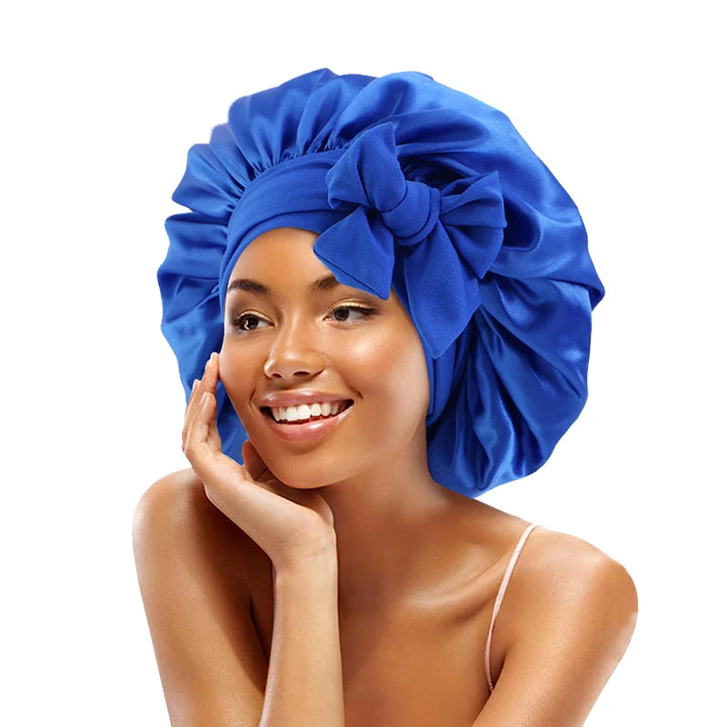 New Satin Sleeping Hat for Women – Stretchy Tie Band, Adjustable Night Shower Cap, Hair Head Cover Bonnet Turban