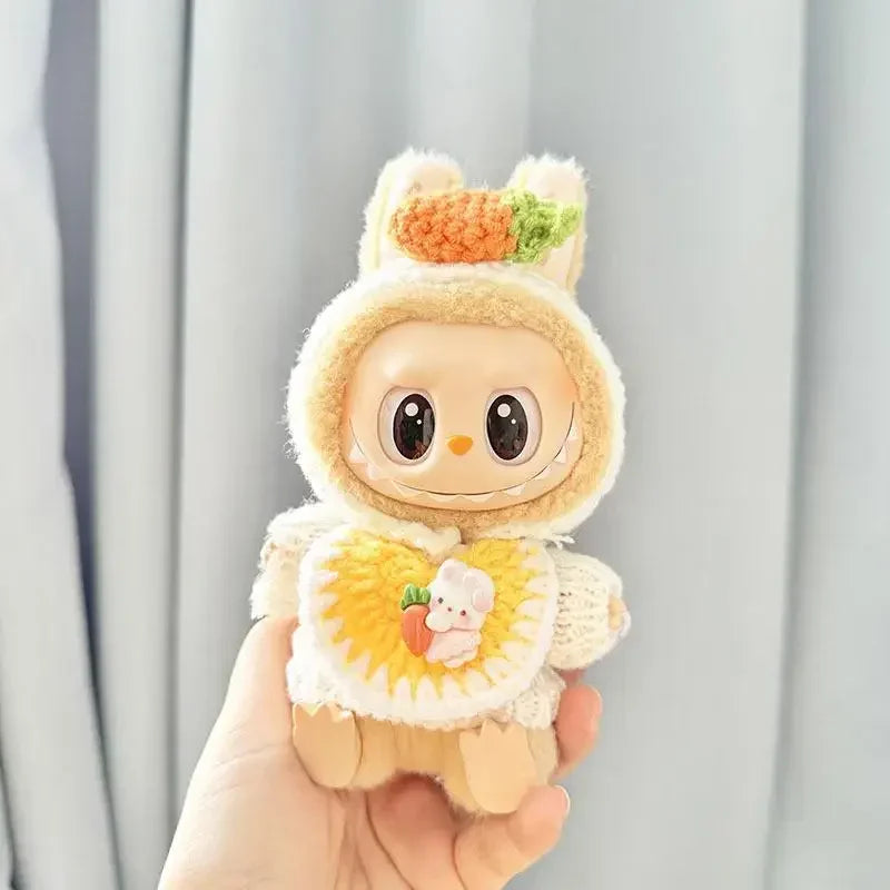 17cm Mini Plush Doll Clothes — Kpop EXO Labubu Idol V1 V2 Outfit Set with Sweater & Headband, Doll Accessories Gift