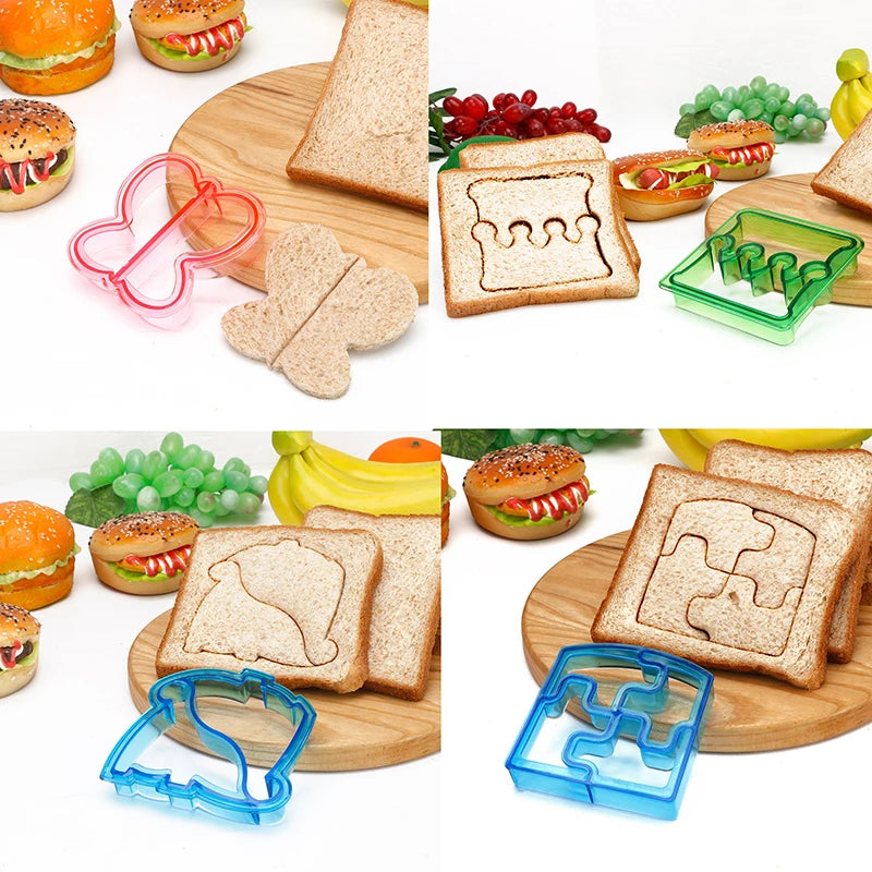 Children's Sandwich and Cookie Cutters Set - Fun Shapes Food Mold for Bread, Fruit, Vegetables - Kid-Friendly Baking Tools