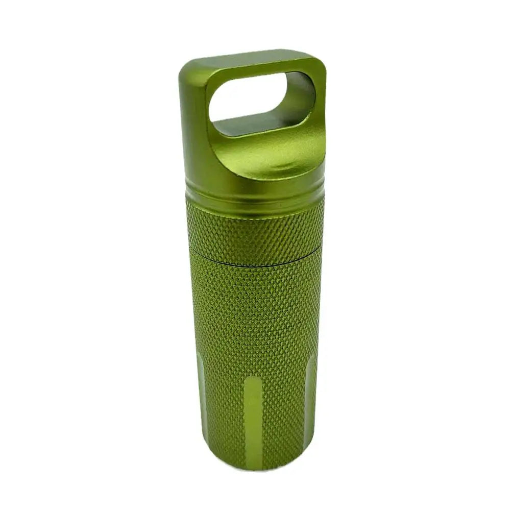 Aluminum Alloy Airtight Pill Container — Portable Waterproof EDC Single-Chamber Capsule Holder & Medicine Case