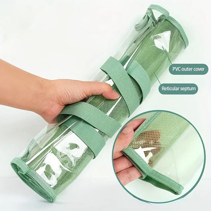 Large Capacity Transparent Waterproof Portable Folder – Expandable PVC Handheld File Storage Bag with Self-Adhesive Design