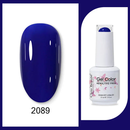 Clou Beaute 15ml Gel Nail Polish Set – Red Black White Green Neon UV Soak-Off Semi-Permanent Nail Varnish Base & Velvet Top Coat