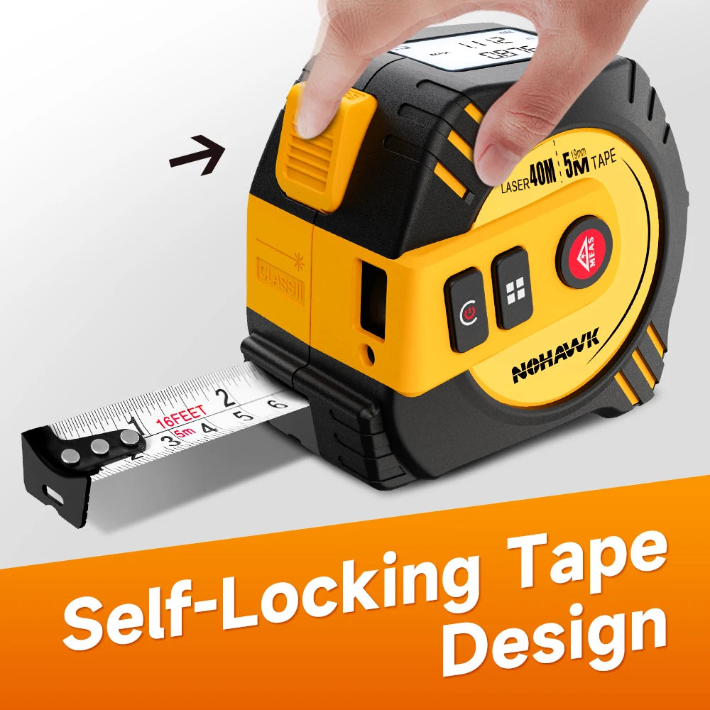 Nohawk 40M/80M Laser Tape Measure – USB Rechargeable Digital Distance Meter with Steel Tape for Precision Measuring Tool