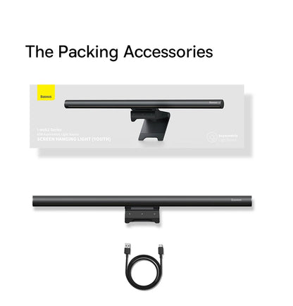 Baseus Screen Light Desk Lamp – USB Hanging LED Light for Computer Monitor, Laptop, and Study Reading