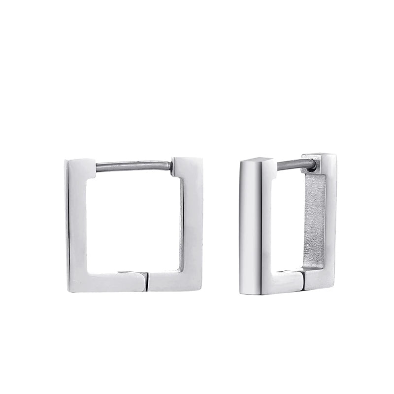 Classic Stainless Steel Hoop Earrings - Heart, Star, Oval & Geometric Punk Hip Hop Jewelry for Women & Men