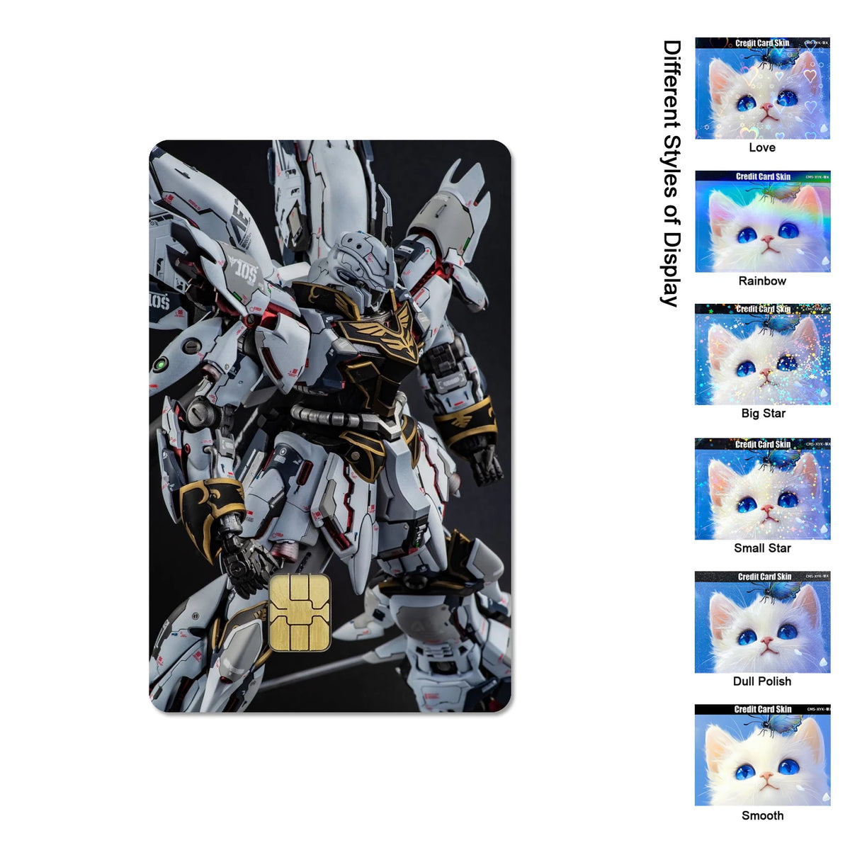 Gundam RX-78-2 & ZGMF-X19A Card Stickers - 2.5D HD Matte Waterproof PVC Skins for Credit and Debit Cards