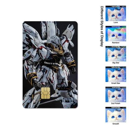 Gundam RX-78-2 & ZGMF-X19A Card Stickers - 2.5D HD Matte Waterproof PVC Skins for Credit and Debit Cards