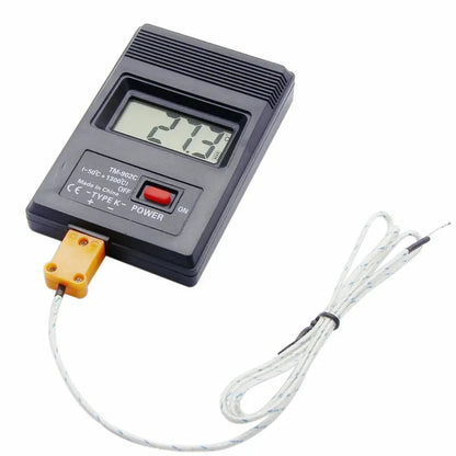 Digital K-Type Thermometer - LCD Temperature Meter with Thermocouple Probe for Industrial Measurement