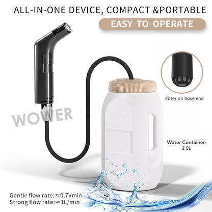 2.5L Portable Electric Bidet | Rechargeable Shataf Hand Sprayer for Personal Hygiene, Travel & Camping