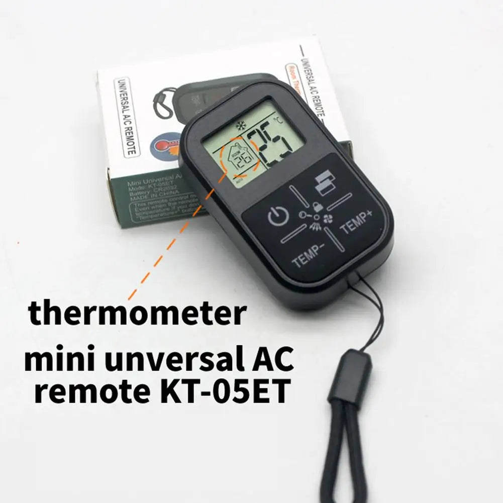 Mini Universal AC Remote Control - English Display with Indoor Thermometer and Portable Handle