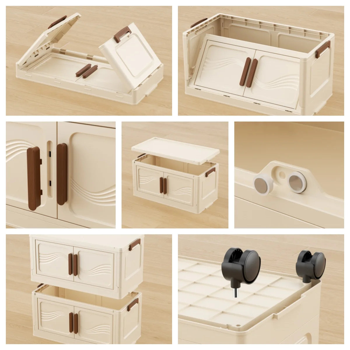 Foldable Multi-Layer Storage Box with Wheels — Plastic Cabinet for Clothes, Books & Kitchen Organization