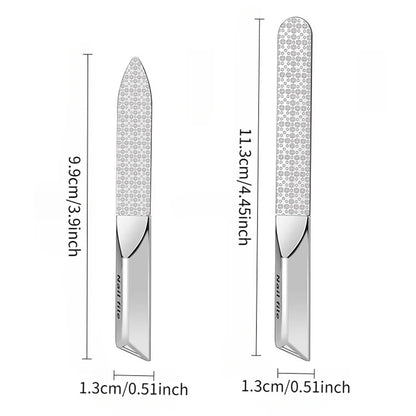 Stainless Steel Double-Sided Nail File - Professional Manicure Buffer & Nail Styling Tool for Home and Travel