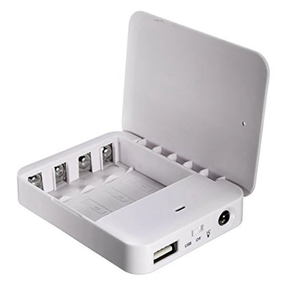 USB Emergency Power Box - 4×AA Battery Charger with USB Port & Flashlight