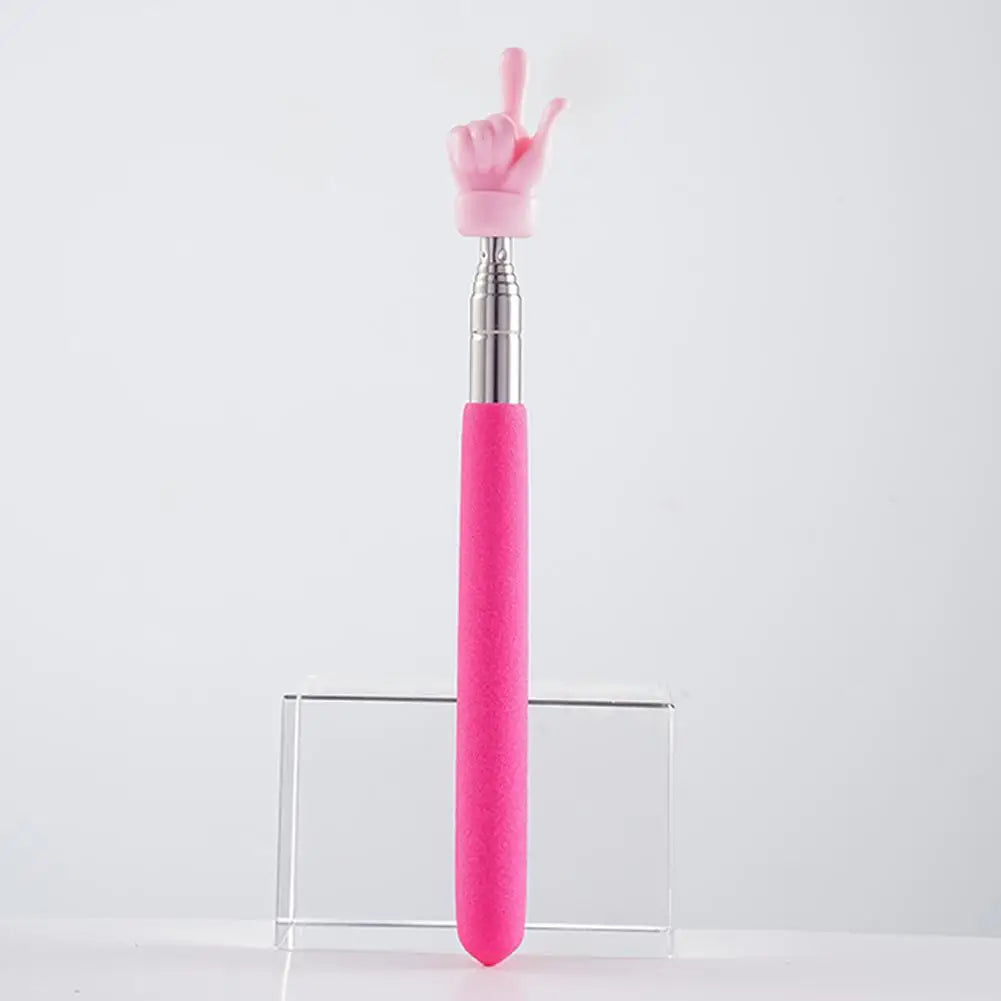 Retractable Teacher Pointer — Stainless Steel Telescopic Finger Design Stick for Classroom Teaching Supplies
